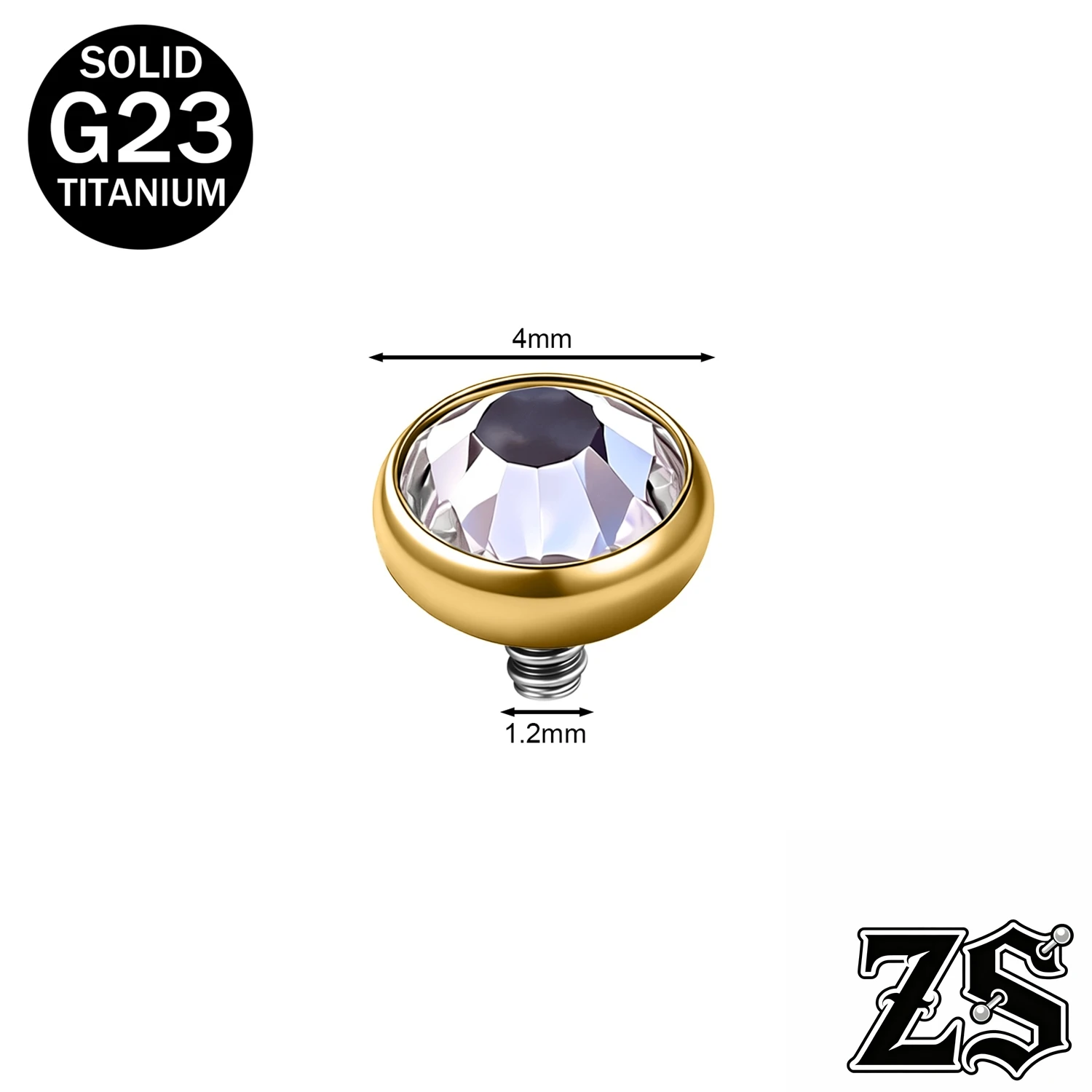 Titanium Dermal Anchor Tops, Zircon Micro Piercing