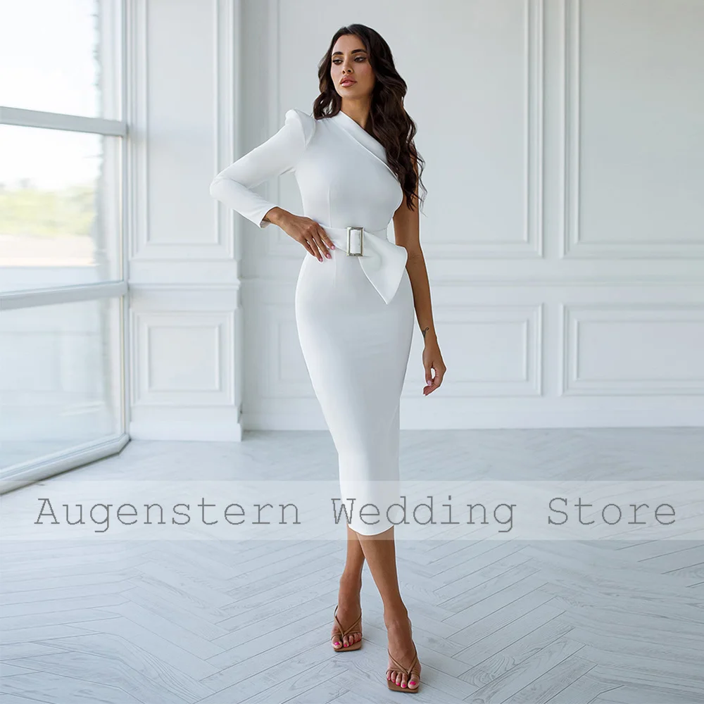 Elegant Gown White Charmeuse Sashes Gown White Sheath One-shoulder Bespoke Occasion Gown Gowns for Women 2024 Bride