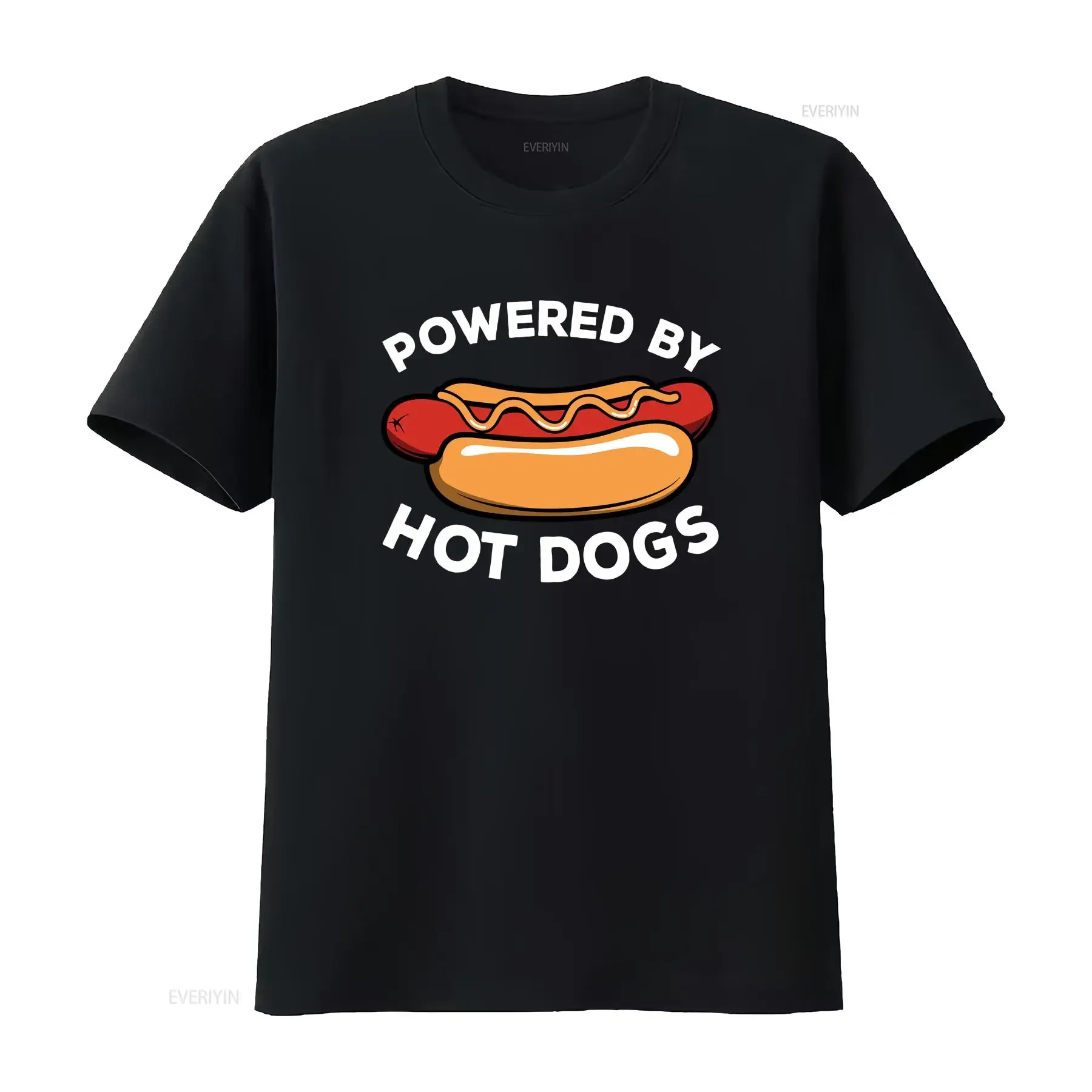 Powered by hot dogs dog gift funny shirt fast food foodie day T vintage Washed Stretched graphic Casual Breathable