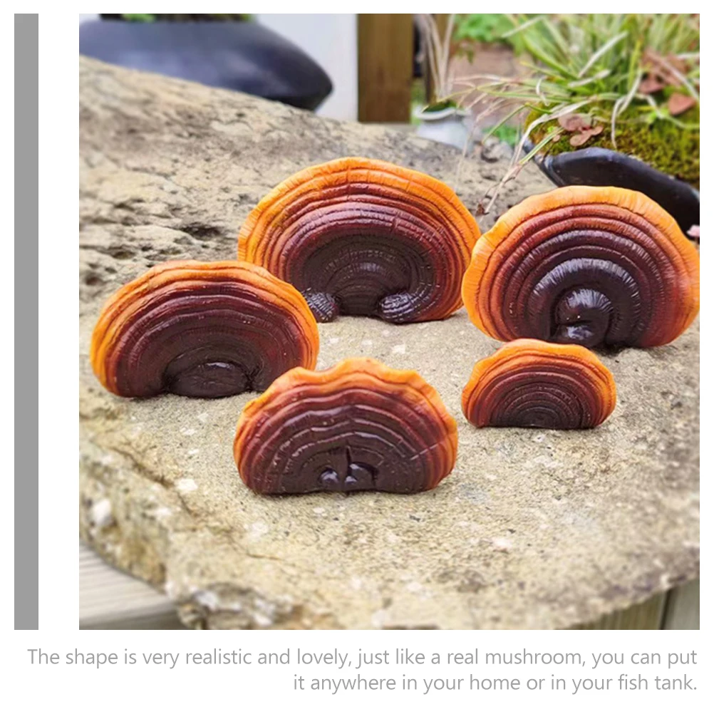 

1Set Realistic Ganoderma Mushroom Resin Decor Creative Micro Landscape Ornament for Garden Home Fish Tank Bonsai Decoration