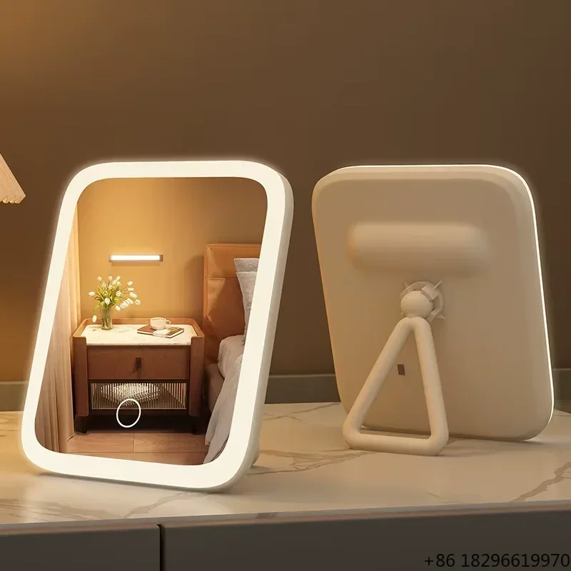 

LED Smart Student Dormitory Desktop Fill Light Small Makeup Mirror for Girls Bedroom Dressing Table