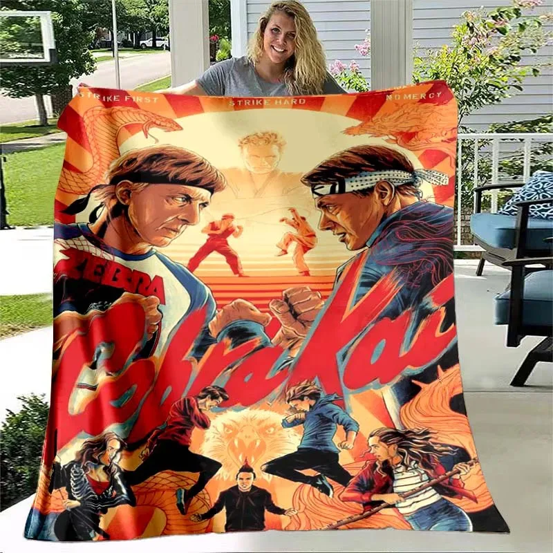 Cobra Kai Printed Blanket Fashion Sofa Air Conditioning Fashionable Leisure Office Travel Cover Blanket Soft Customizable Throw