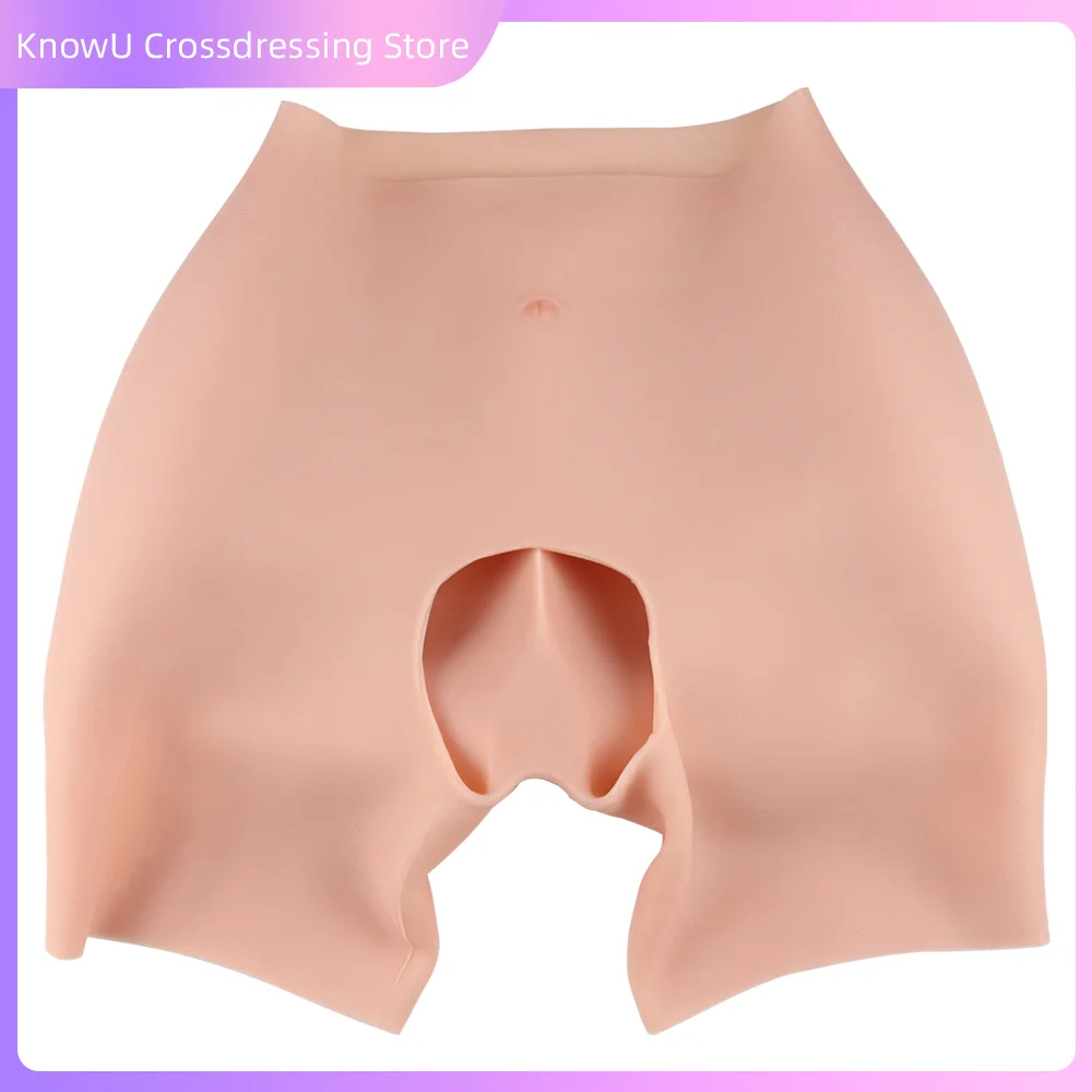 Cosplay Silicone Open Trousers Butt Enhancement Pants Shorts PANT Crossdressing Underwear for Men Crotchless Briefs