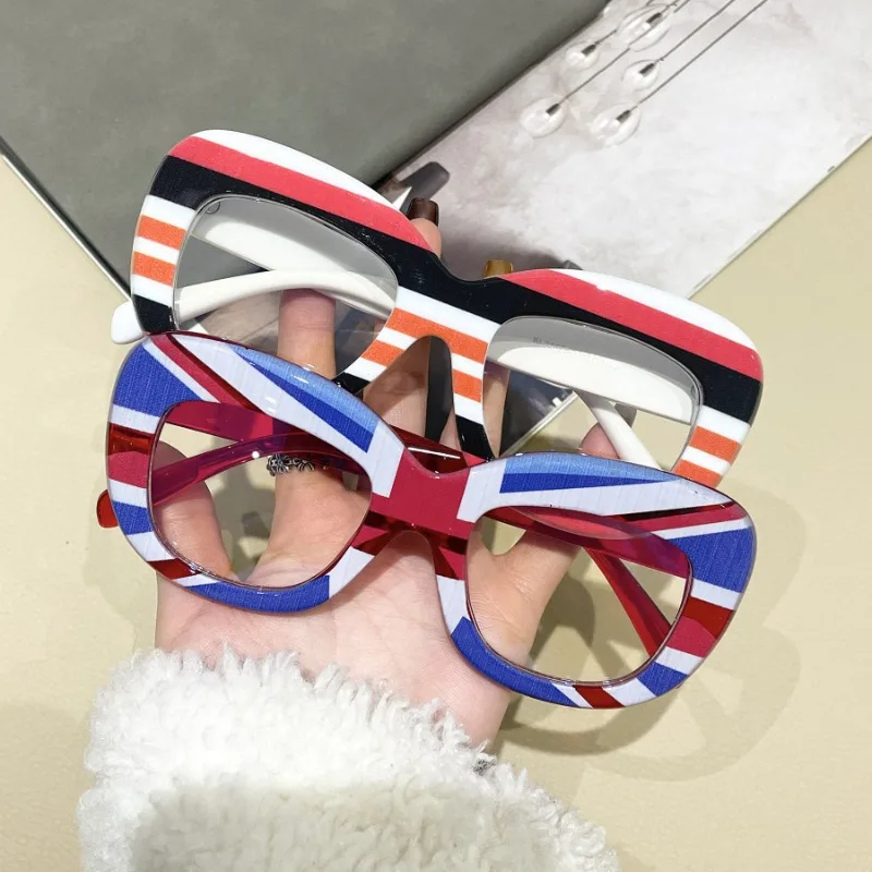 New Candy Color Anti Blue Light Flat Glasses Large Frame Eyeglass Frame with Personality That Covers The Face Computer Glasses