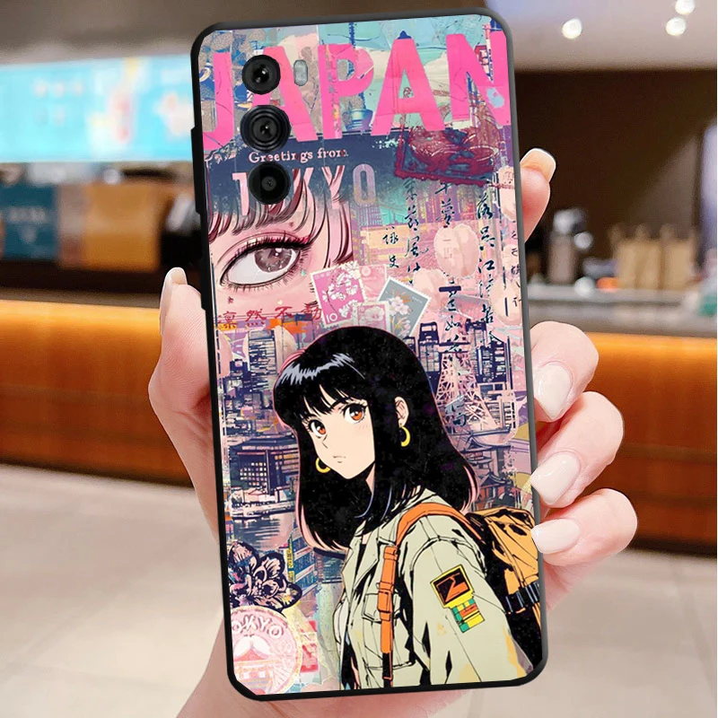 

Japan INS Cartoon Cute Cat Girl Phone Case For Motorola Edge 60 50 40 Pro 60 50 40 30 Ultra Neo Fusion Moto G Play G Stylus G