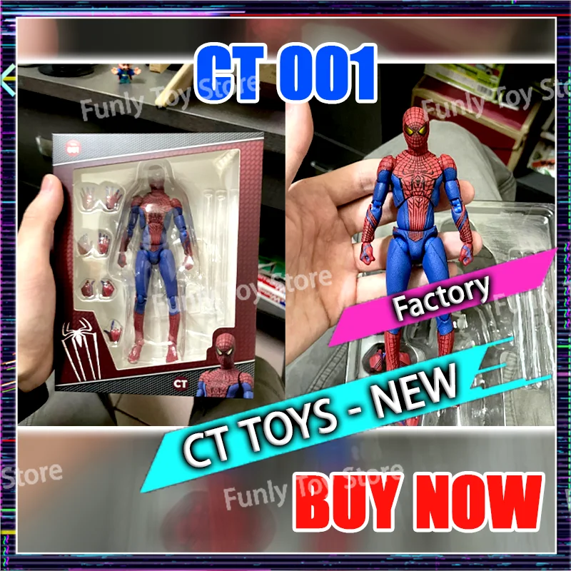 In Stock Ct Toys Spiderman Mafex 001 Peter Parker Andrew Garfield The Amazing Spider-Man Shf Anime Action Figure Customized Toys