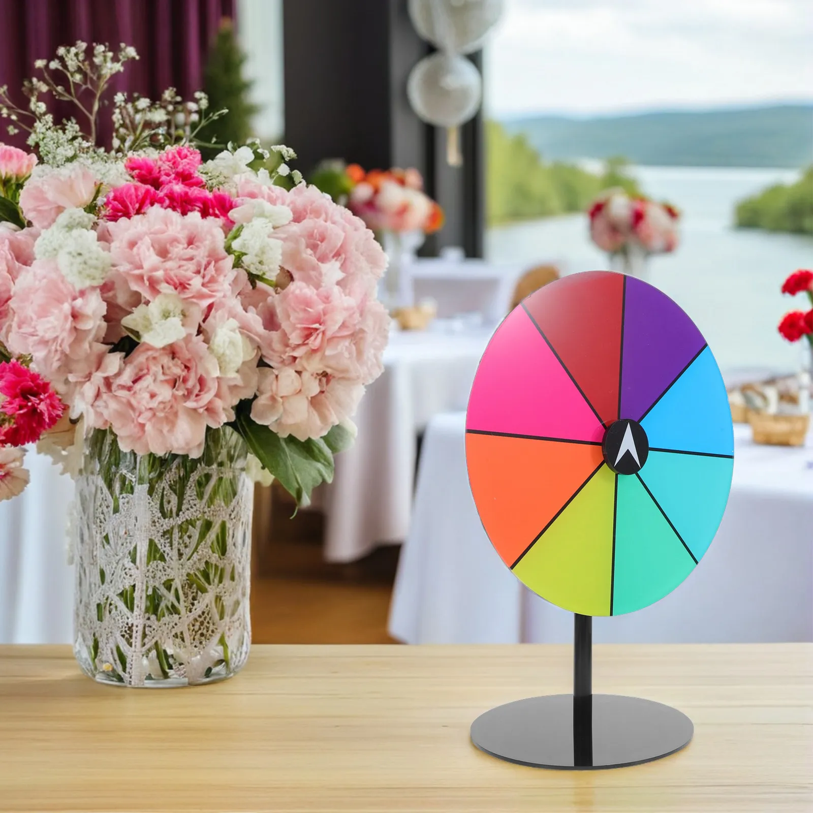 Acrylic Prize Wheel Heavy Base Dry Erase Surface Colorful Segments Tabletop Spinning Wheel for Party Games Trade Shows Holidays