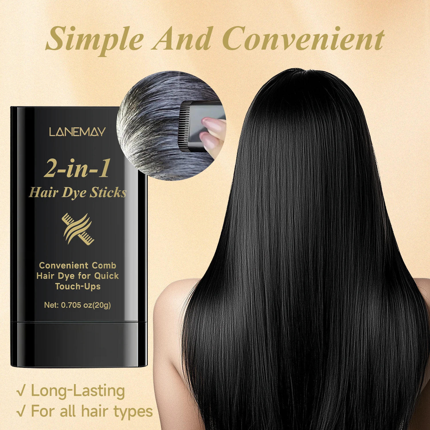 5 قطعة 2in1 عصا صبغ الشعر مع مشط أسود بني طويل الأمد تلوين الشعر المؤقت مغطاة الشعر الأبيض شعري القلم قابل للغسل #6