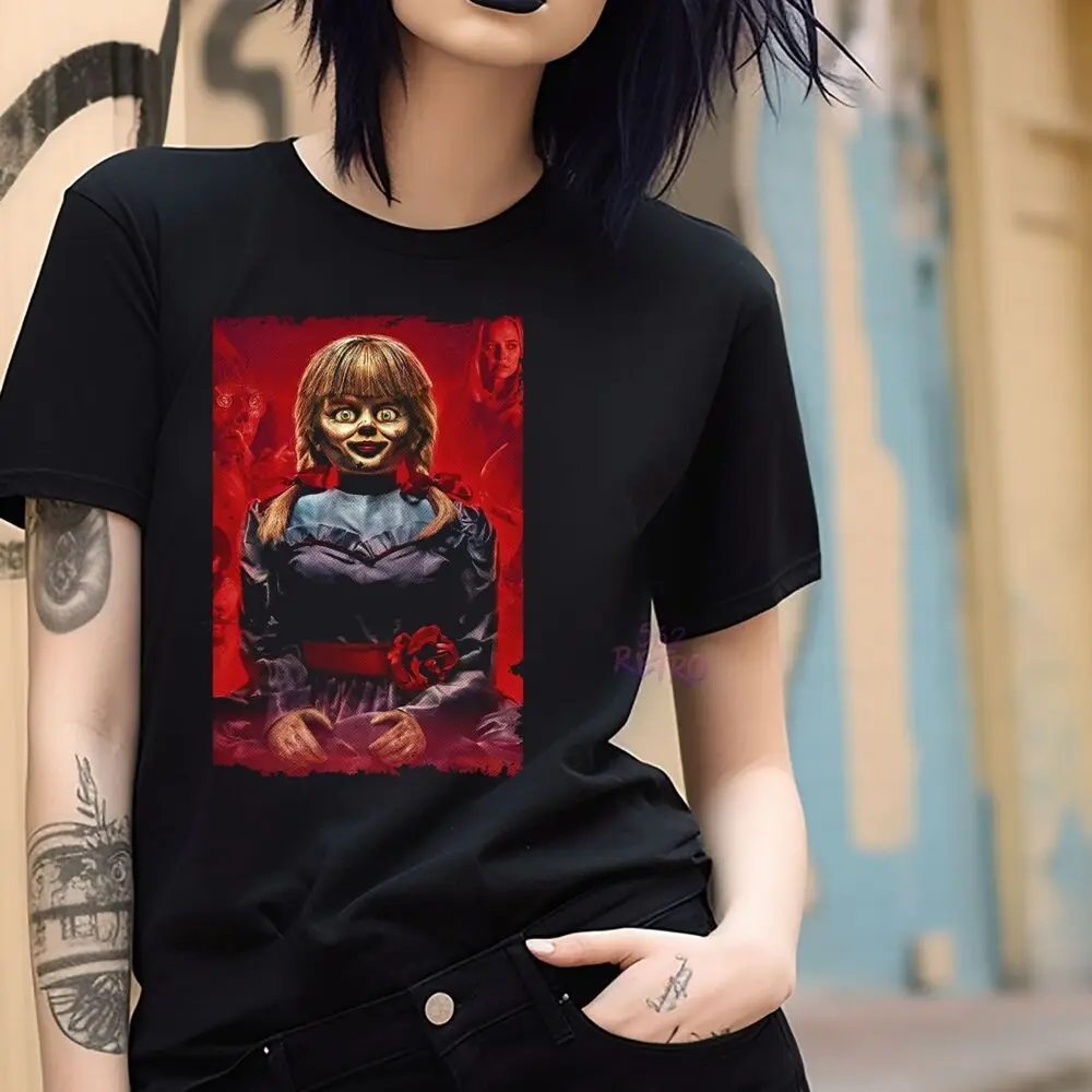 เสื้อยืดภาพยนตร์สยองขวัญ Annabelle S-3XL สีดำ