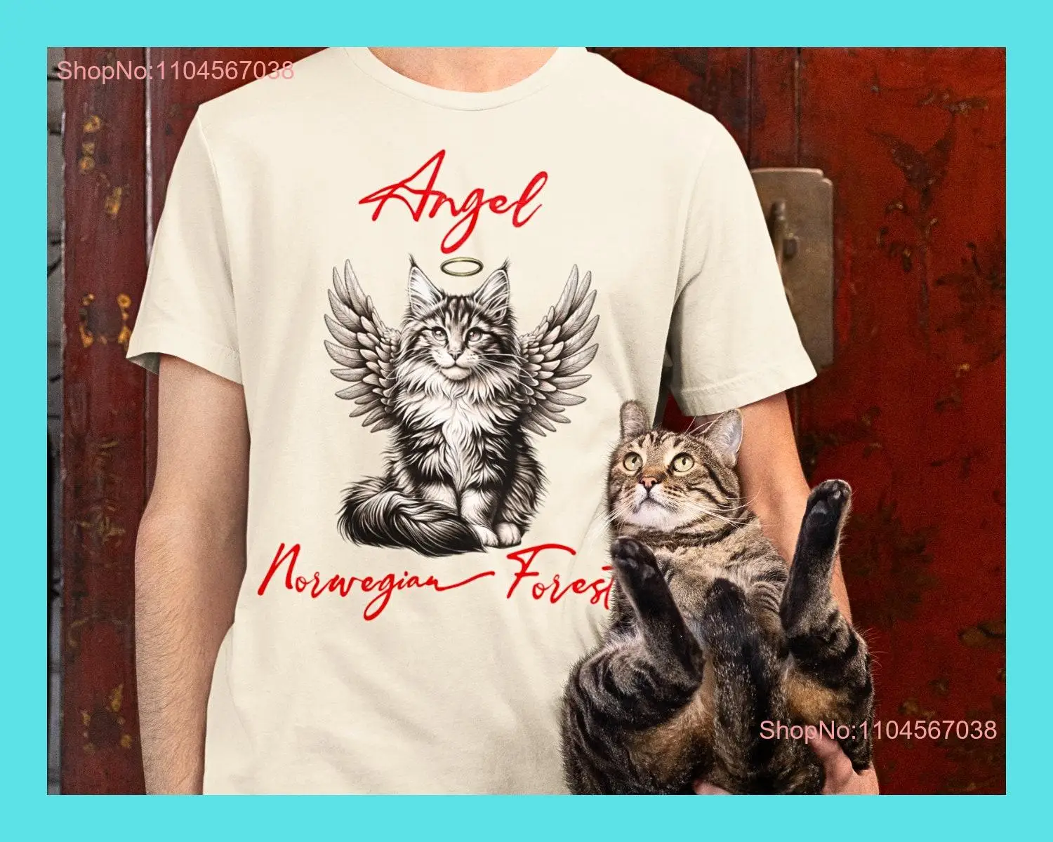 Angel Norwegian Forest CaT T Shirt Lovable Feline Design Unique Pet for Lovers long or short sleeves