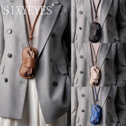 Soft Leather Slim Glasses Bag Case with Strap Hanging around The Neck Unisex Korean Sunglasses Bag Storage Pouch for Travel