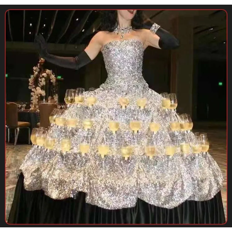 

Mobile champagne tower wine rack performance park shopping mall warm-up event props