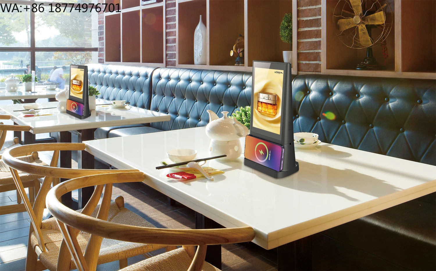 

Restaurant Hotel Bar Coffee Order Touch Screen Digital Advertising Charger Table Top LCD Display Menu Holder Mini Kiosk