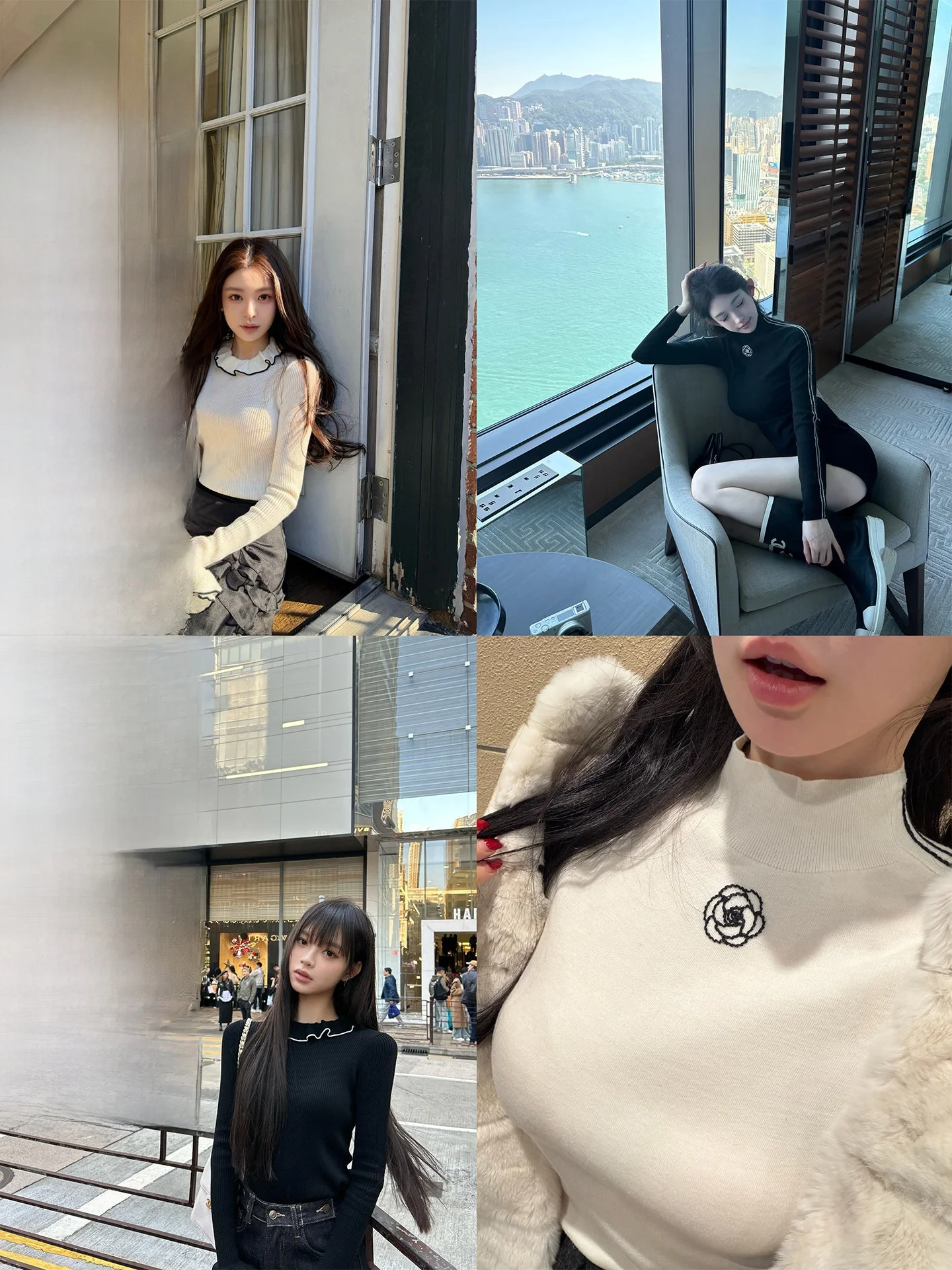 

Вязаный топ Good Morning Fan Fan с высоким воротником, длинными рукавами, из смесовой шерсти, с вышитым кружевным воротником, цветочный дизайн в стиле блохо-бло.