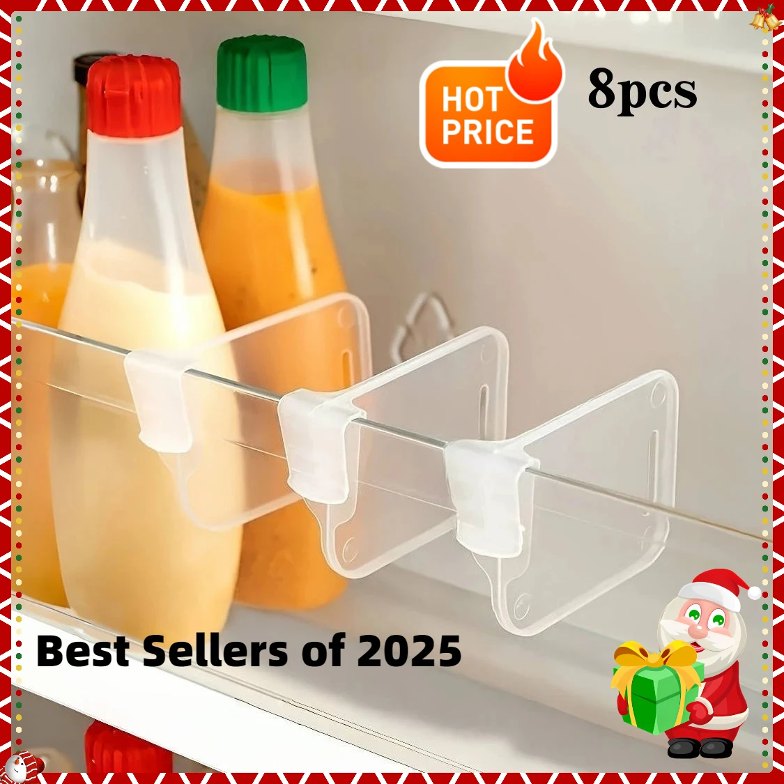 أفضل بائع لعام 2025 8 قطع من مشابك مقسم الثلاجة - منظم الباب الجانبي للثلاجة، قسم مساحة لتخزين المطبخ/غرفة النوم #2