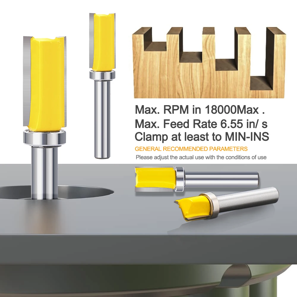 XCAN 1pc 8mm Schaft Flush Trim Vorlage Router Bit Gerade Slot Fräser Hartmetall-schaftfräser Holzbearbeitung Router bits – Detail 4