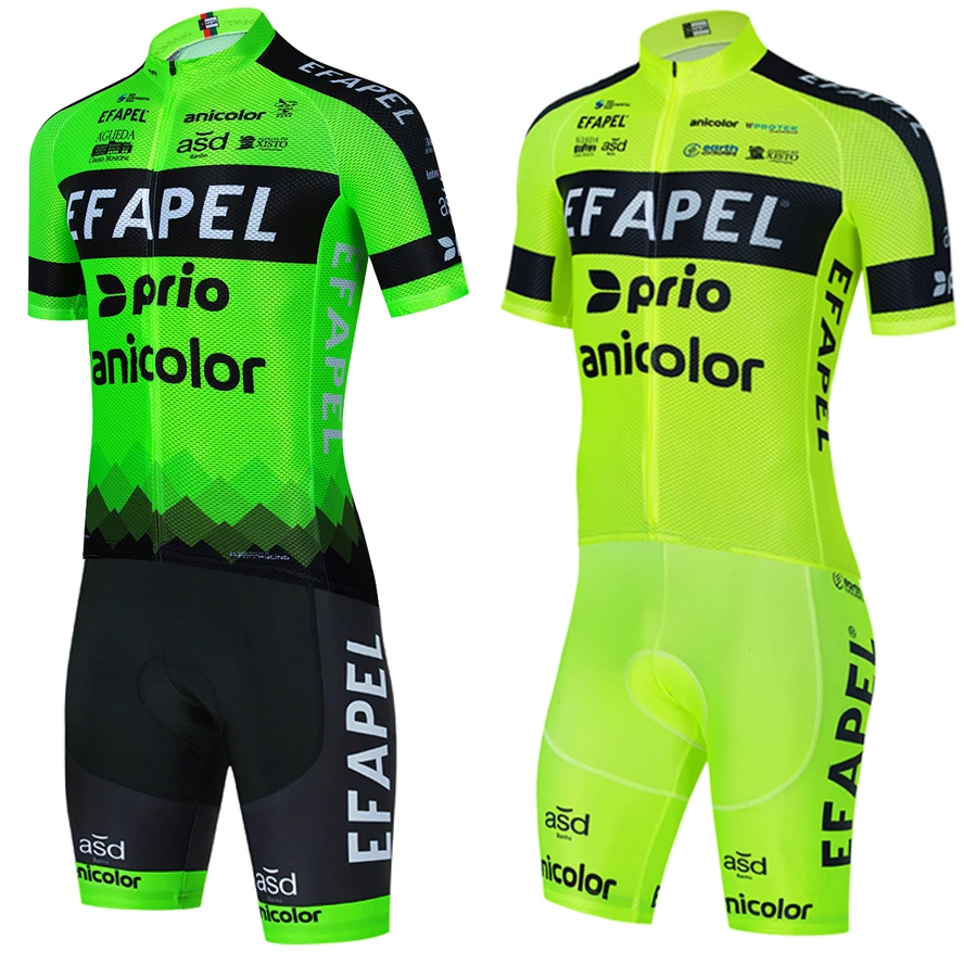 Green EFAPEL Cycling Jersey Bike Maillot Shorts Set – Kompletny zestaw do jazdy na rowerze dla mężczyzn