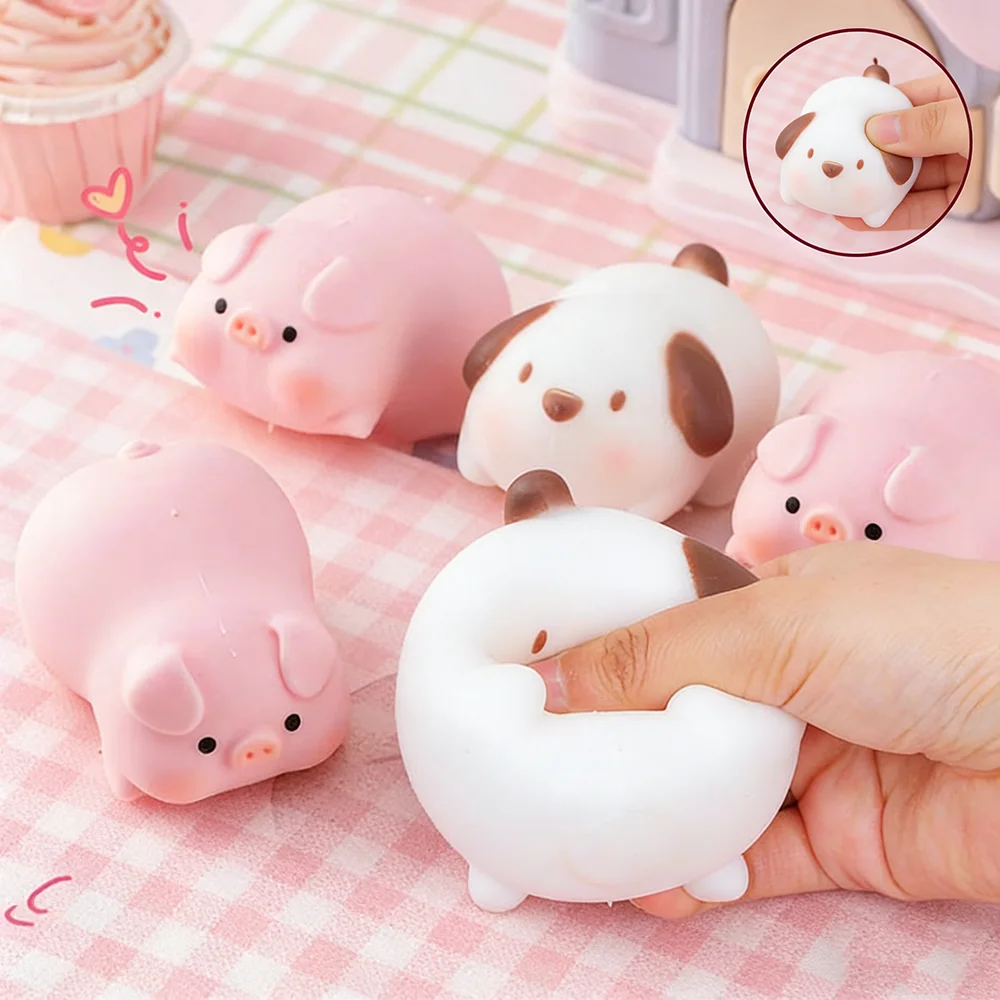 

Милый розовый поросенок и белая собачка: антистрессовые фигурки животных, мультяшные персонажи для снятия тревоги, DIY-украшения, подарки, аксессуары для творчества