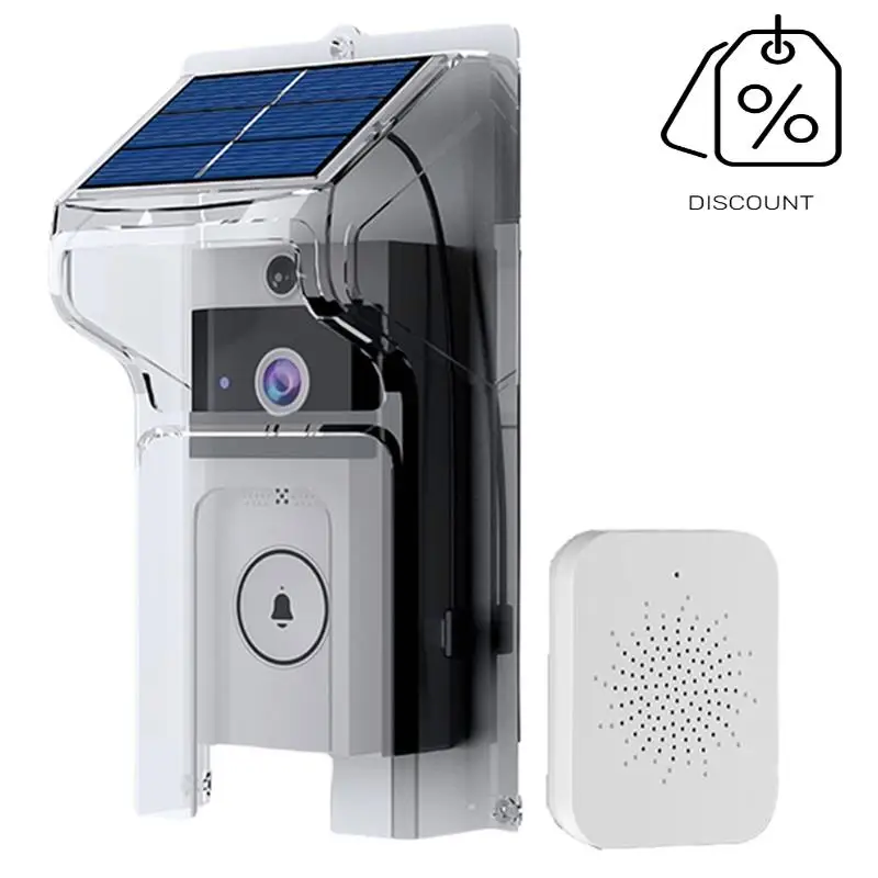 ABMF-Wifivisual Дверной звонок Камера Беспроводная солнечная зарядка Водонепроницаемая камера ночного видения Умный дом HD Дверной звонок Двусторонний домофон Голос