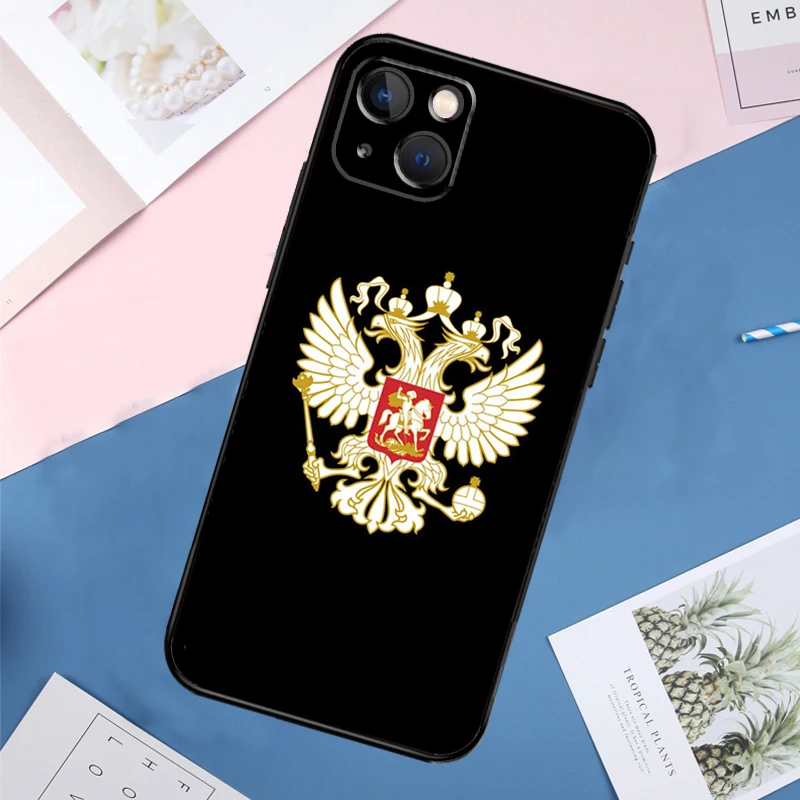 Russia Flag Coat Of Arms Phone Case For iPhone 11 14 15 16 Pro Max 13 12 Mini XS X XR Plus Protection Cover