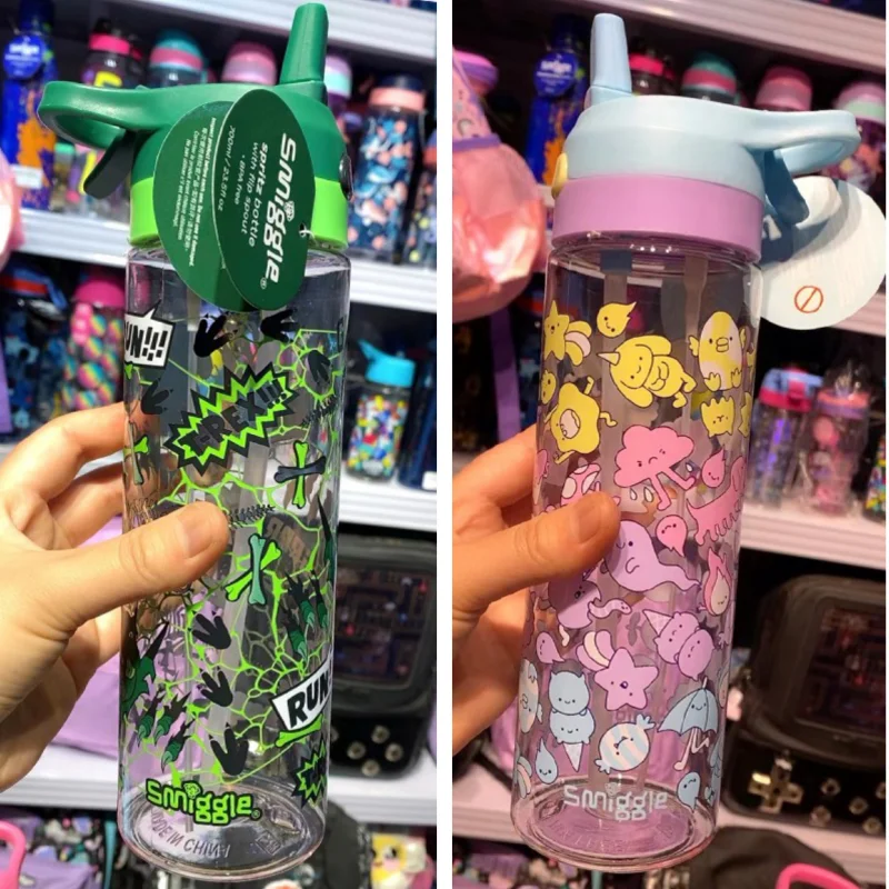 Smiggle gelas sedotan portabel anak-anak, botol air kapasitas besar, botol minum kartun lucu untuk hadiah Sekolah Dasar