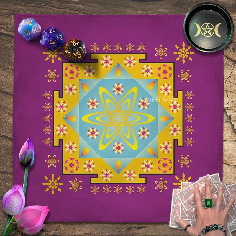 Colorful Sri Yantra Mandala Tarot Tablecloth Altar Cloth Yin Yang Tai Chi Tapestry Wall Decor Hanging Astrology Game Cards Mat