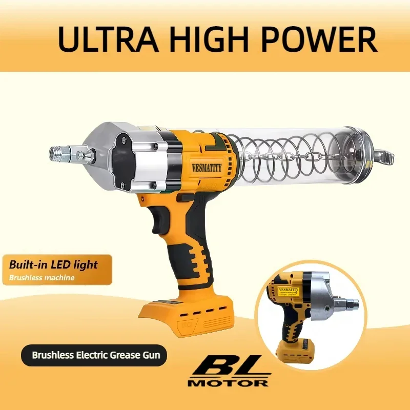 Brushless Electric Grease Gun LED Electric Oil Injector Fat Machine Electric Grease Gun Tools For Dewalt 18V 20V Battery Pin