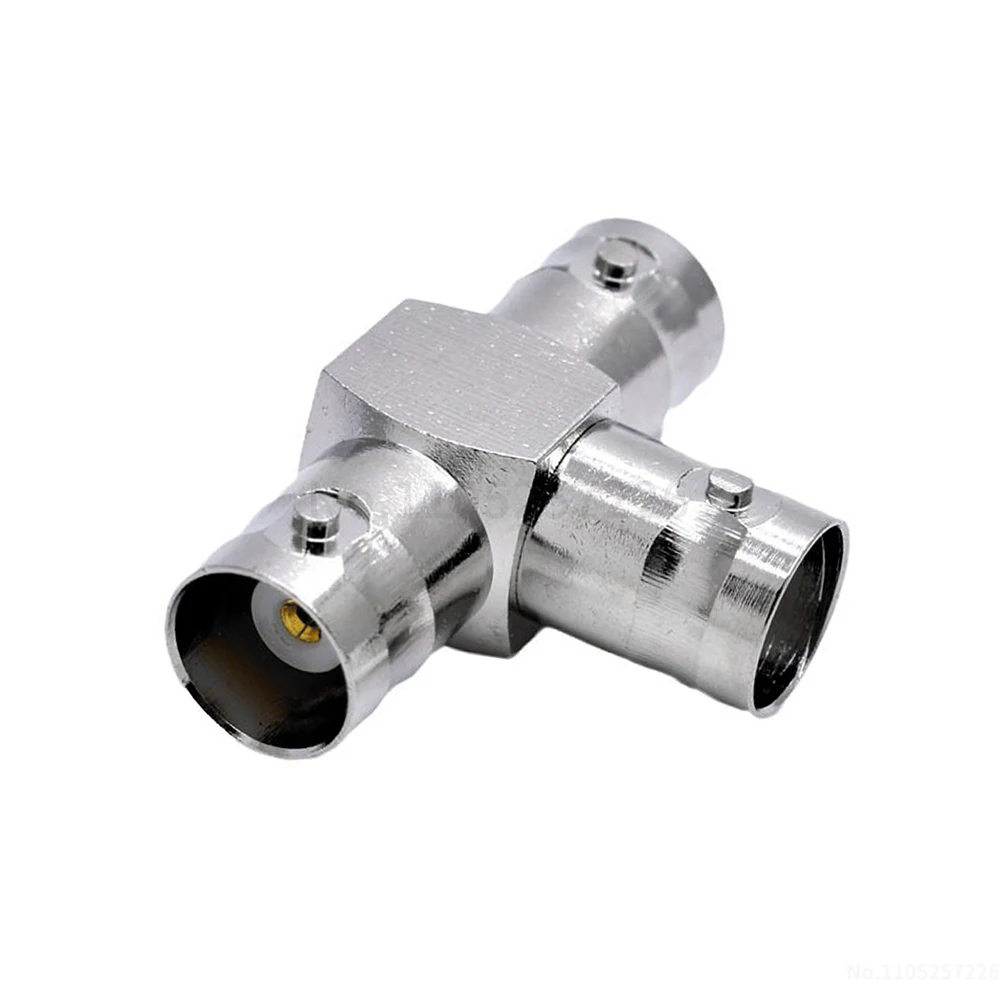 BNC-KKK Triple Female Adapter BNC CCTV Video Signal T-shaped Adapter One Female to Two Female Copper T-Junction Converte (1 pcs)