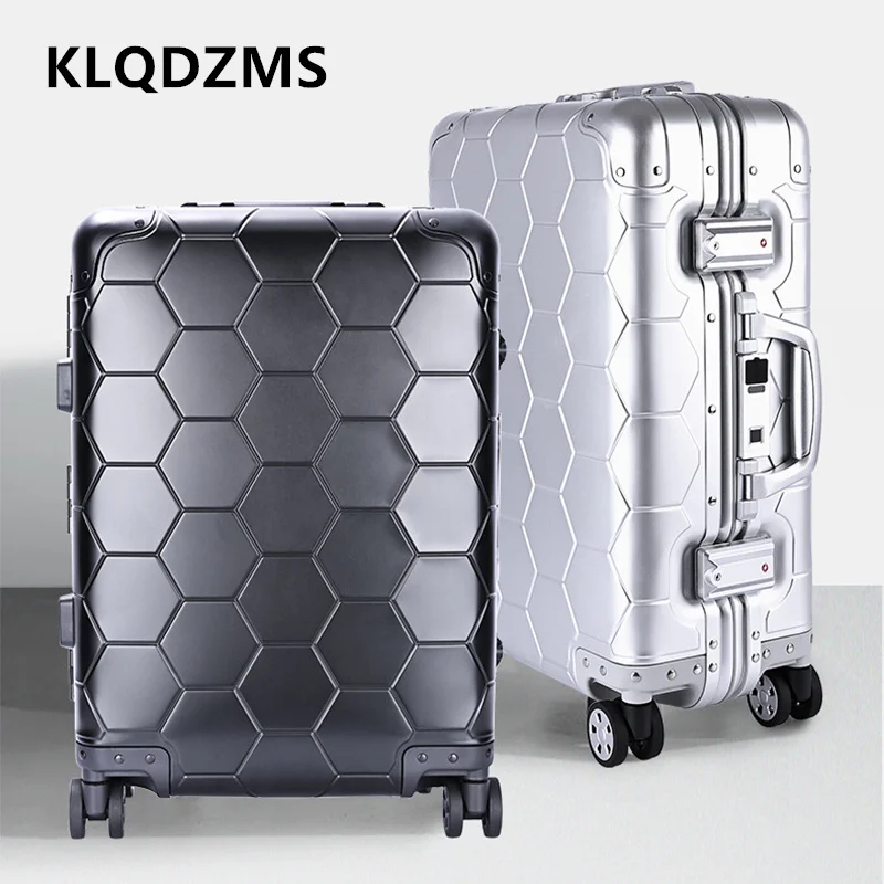 KLQDZMS The New 20-inch Luggage All Aluminum Magnesium Alloy Boarding Box Men's Business Trolley Case Handheld Travel Suitcase
