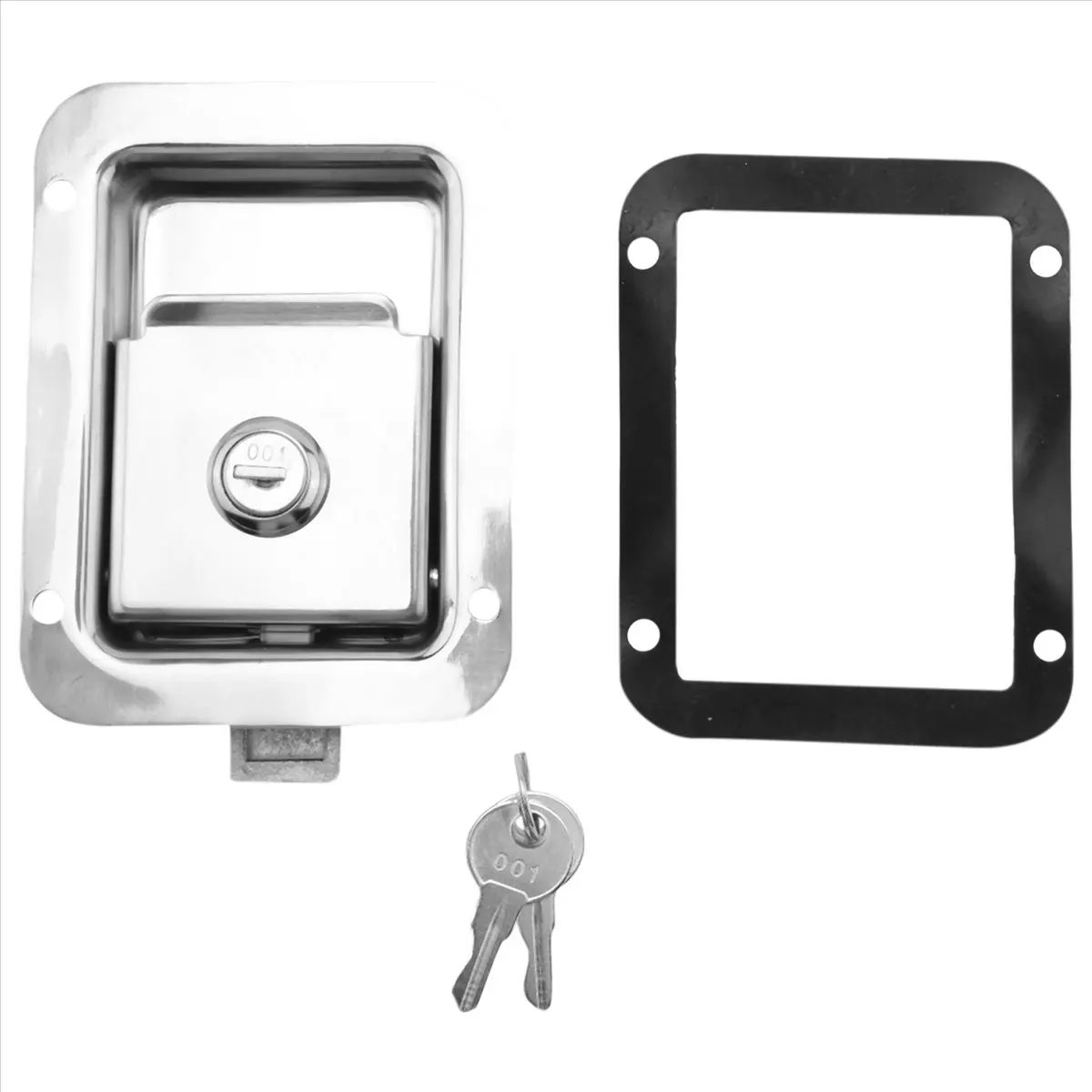 A02G Paddle Slam Latch with Lock & Key Travel Trailer Lock Stainless Steel RV Door Latch Heavy Duty Flush Mount Handle Latch