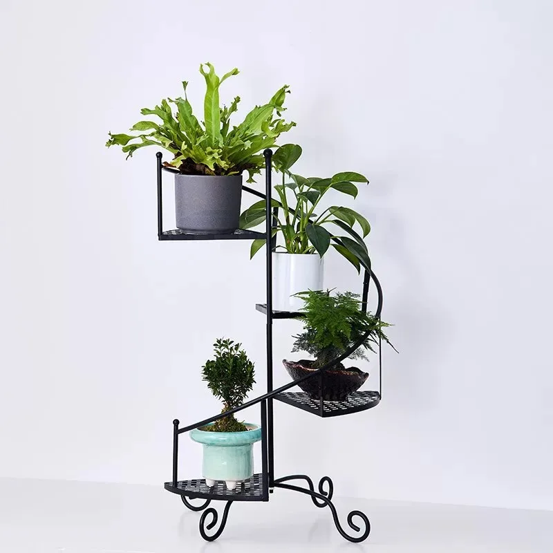 Iron Multi-Tier Floor Plant Stand, Garden Flower Pot Holder Shelf for Balcony Patio, Multi-Grid Rustic Display Rack, Heavy Duty