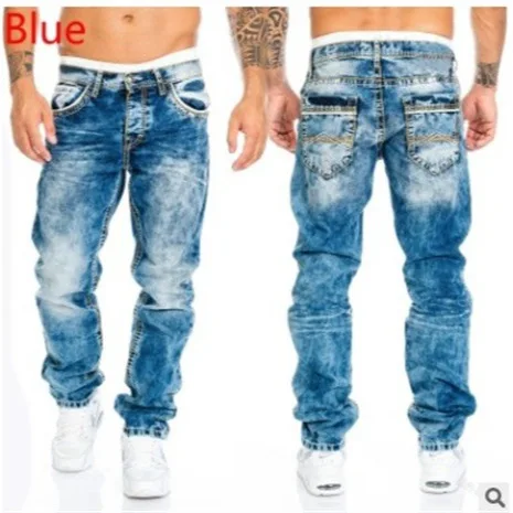 Europäische und amerikanische 2024 neue Mode jeans für Männer, lässige Hip-Hop-Jeans hose mit geradem Bein und sichtbaren Nähten. S-5XL