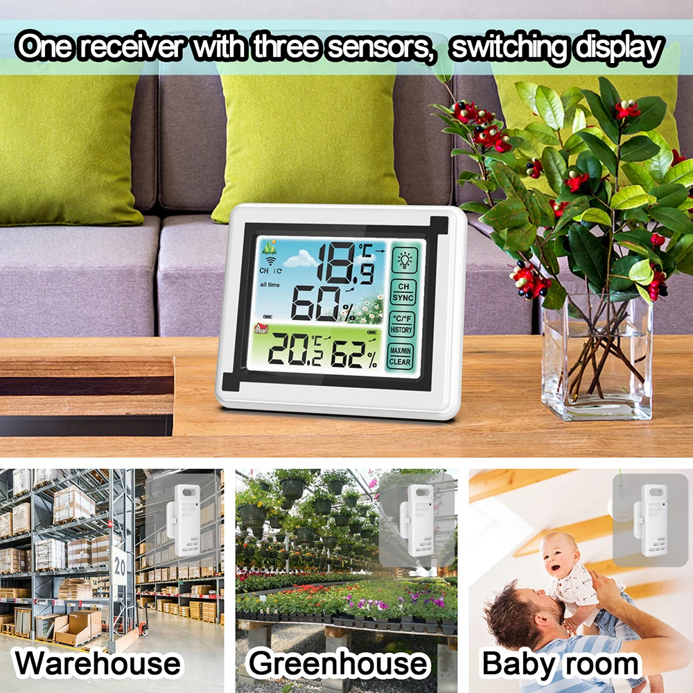 Digital Thermometer Indoor Outdoor Weather Station Wireless Sensor Temperature Humidity Meter Hygrometer Termometrs For Home