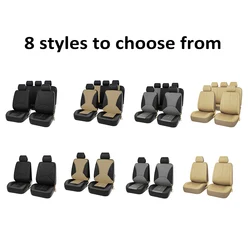 4/9PCS Car Seat Cover Breathable Fabric Universal Pu Leather Cushion Front And Rear Seat Full Protect Interior Accessories