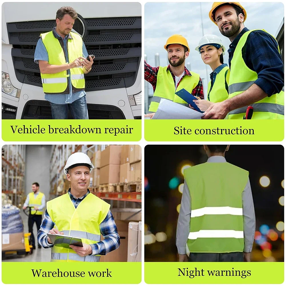 1-10PCS High Visibility JACKET for Driver Workers Multi-pocket Reflective Vest 2 Reflective Strip Railway Coal Miners Sport Vest