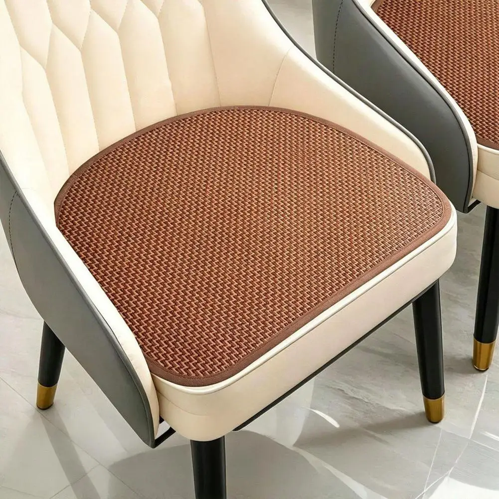 Handwoven Rattan Seat Cushion, Summer Breathable Square Chair Mat, Anti-slip Cooling Sitting Pad for Dining & Office Chairs