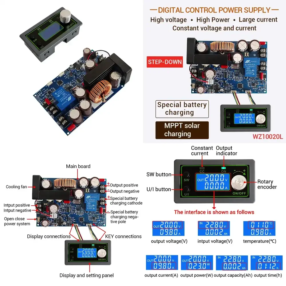 Step Down Dc Power Supply Module 1000W - DC-Abwärtswandler-Modul 100V 1000W Hochspannungs-Hochleistungs-DC-Abwärtswandler MPPT Solar-Ladestation