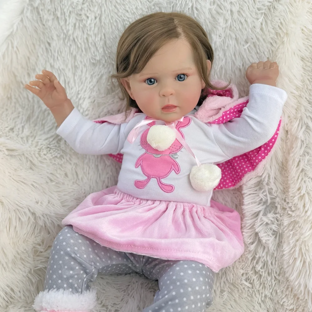 BZDOLL Boneca Reborn Realista de 50 CM (20 Polegadas), Feita à Mão com Pele 3D e Corpo de Pano com Veias, Boneca Doce e Fofa, Presente de Aniversário Perfeito