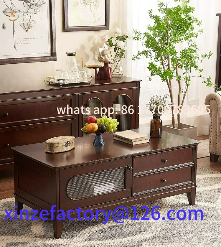 

Customizable American French retro all-solid wood coffee table living room household small apartment tea table