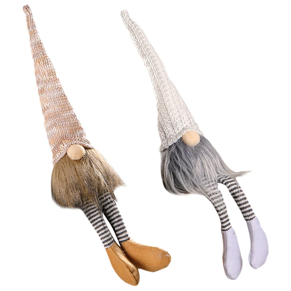 

2 Pcs Christmas Gnome Decoration Indoor Tabletop Centerpiece Gifts Ornaments Elder Green Hat Forest Elf Home