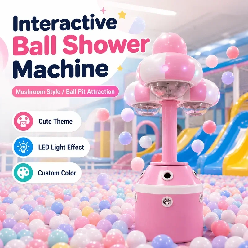 Interactive Spray Ball Machine Ocean Ball Sprinkler Ball Pit Balls Waterfall Shower Game for Naughty Castle Indoor Playground