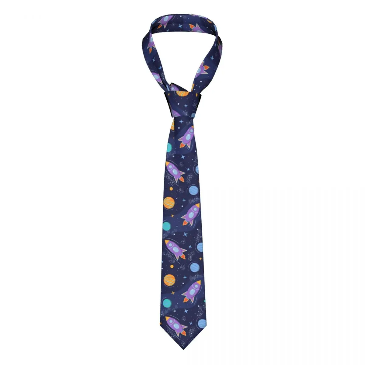 

Mens Tie Classic Skinny Colorful Space Rockets Planets Stars Galaxy Neckties Narrow Collar Slim Casual Tie Accessories Gift