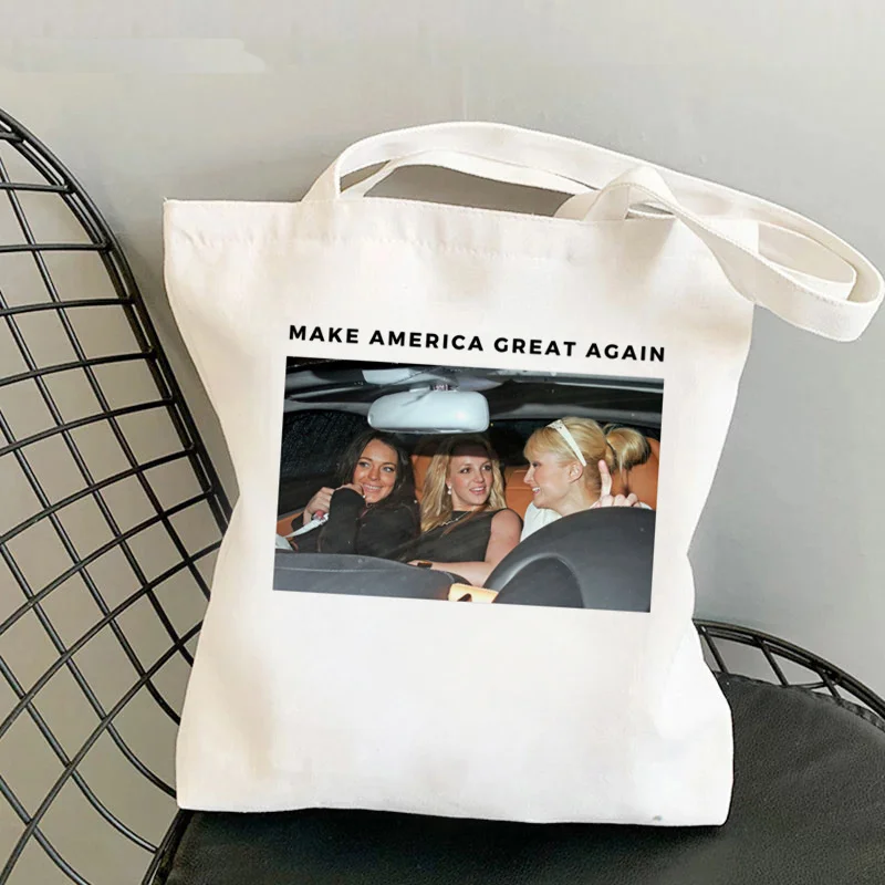 Britney Make America Great Again shopping bag bolsa reusable canvas shopper handbag shopper bag tote reciclaje ecobag cabas