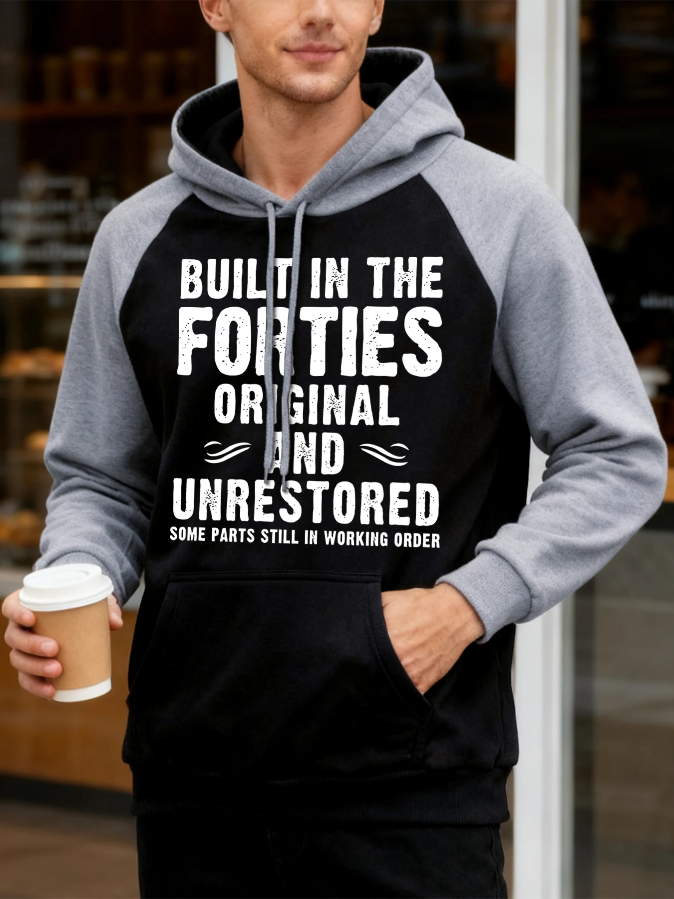 

Старые предметы могут все еще все используемые принты Мужские толстовки реглан Универсальная модная толстовка Осенняя повседневная флисовая толстовка с капюшоном Свободная одежда с карманами