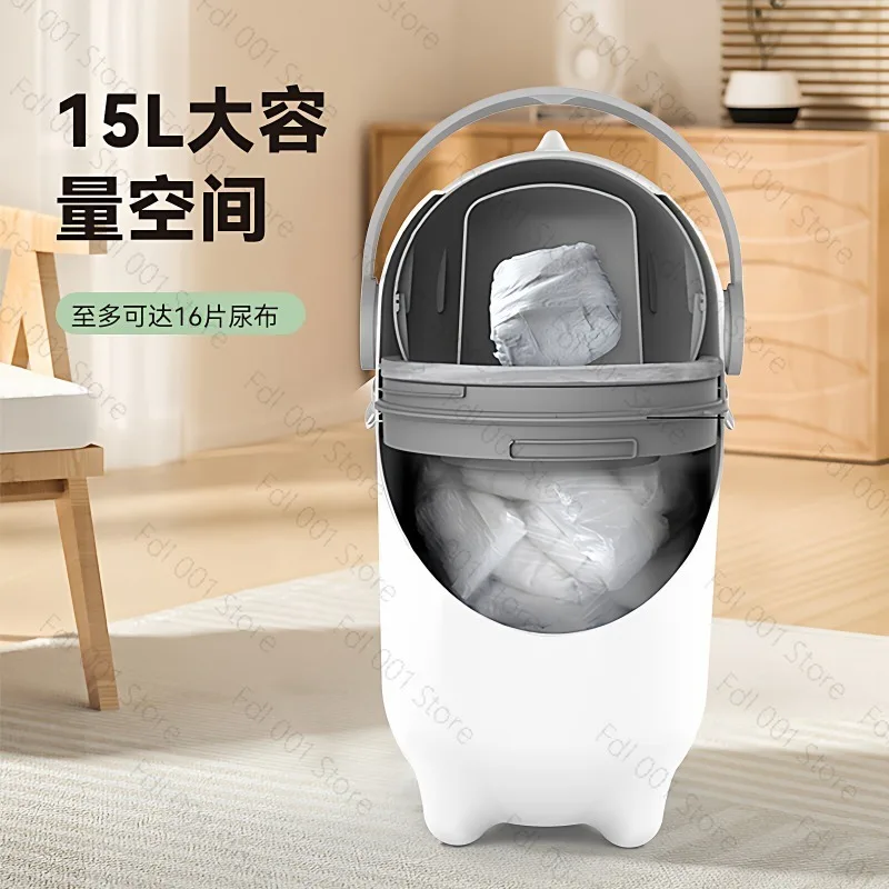 Diaper Disposal Bin Large Capacity Odor Proof Nappy Trash Can With Quiet Closing White Nursery 15L