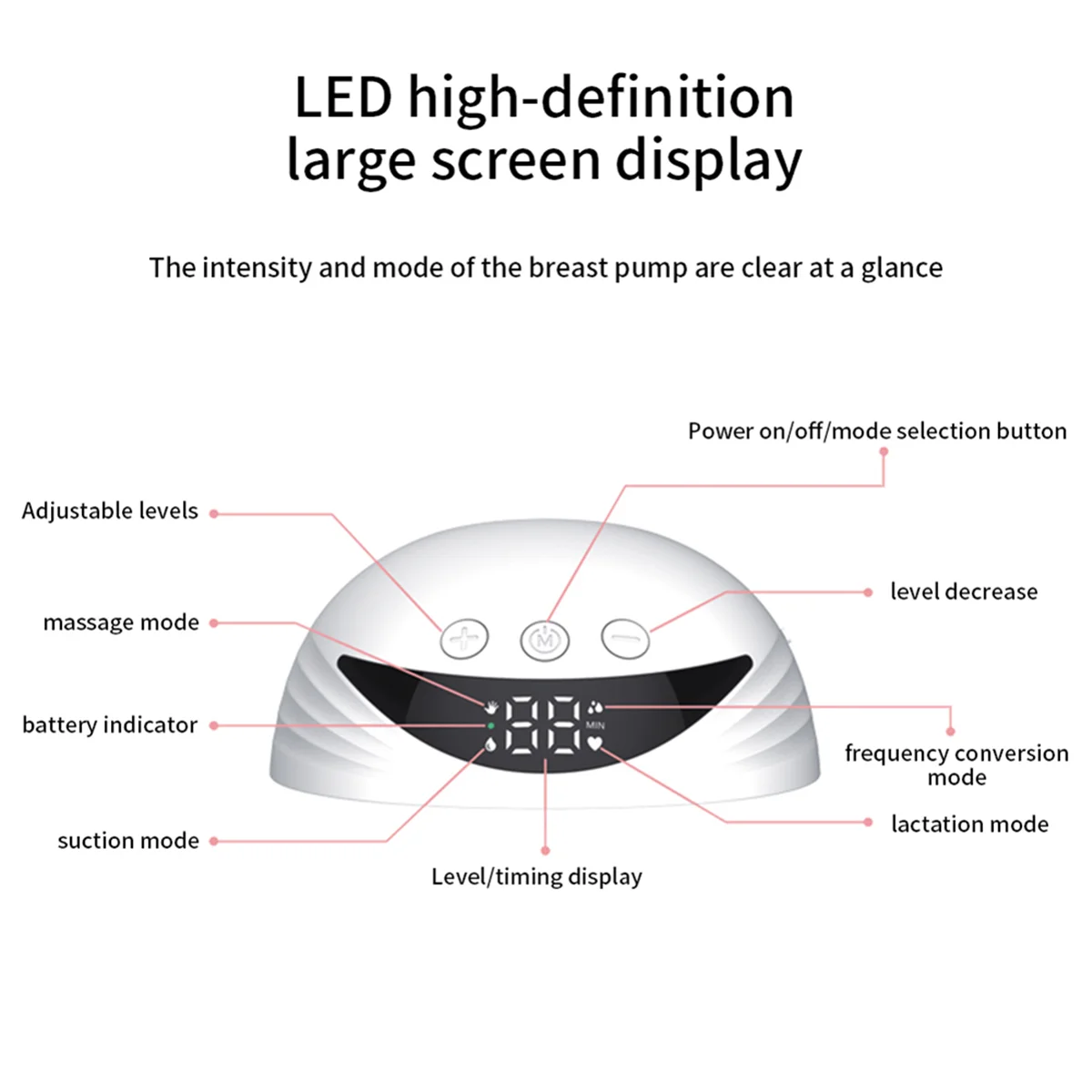 AD41-مضخة ثدي كهربائية بدون استخدام اليدين، مضخة ثدي كهربائية يمكن ارتداؤها للرضاعة الطبيعية مع شاشة LED 4 أوضاع
