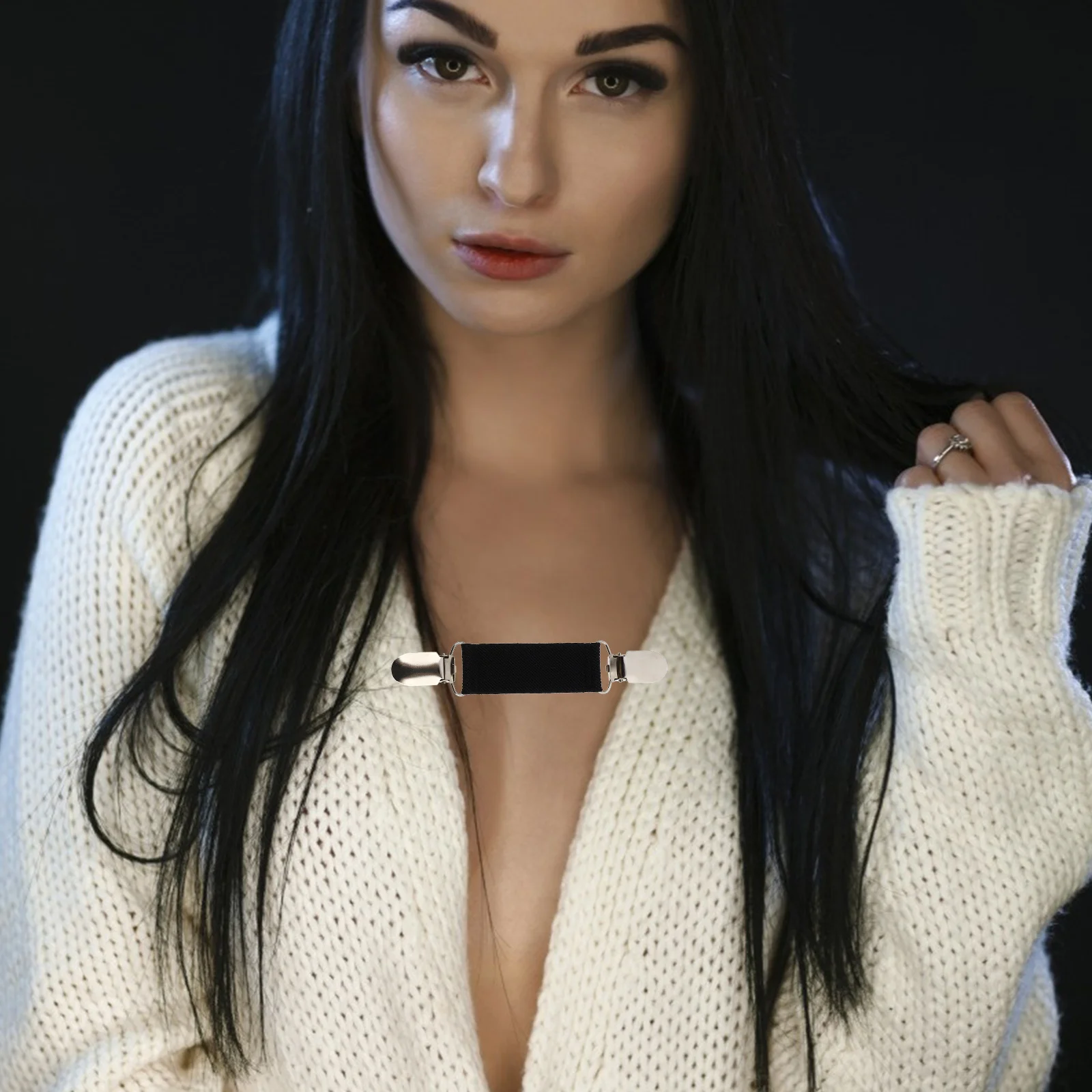 

1Set Vintage Cardigan Clips Anti-Glare Alloy Sweater Clips Clothing Chains Stylish Scarf Buckles Black Clothes Accessories