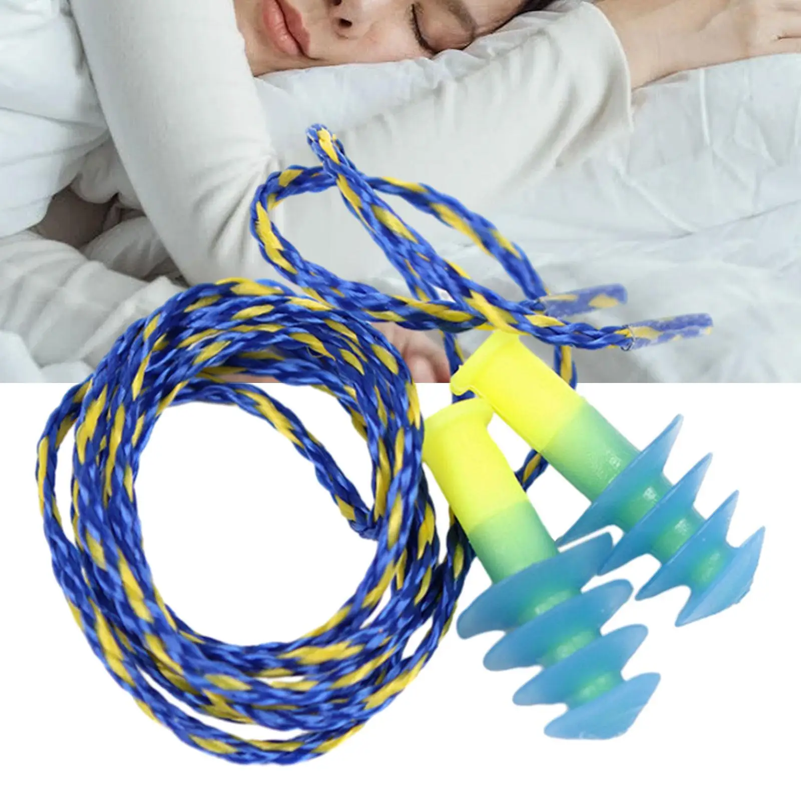 Силиконовые затычки для ушей многоразовые с веревкой шнур удобное шумоподавление мягкие для сна работа в кабинете шумные места громкий шум