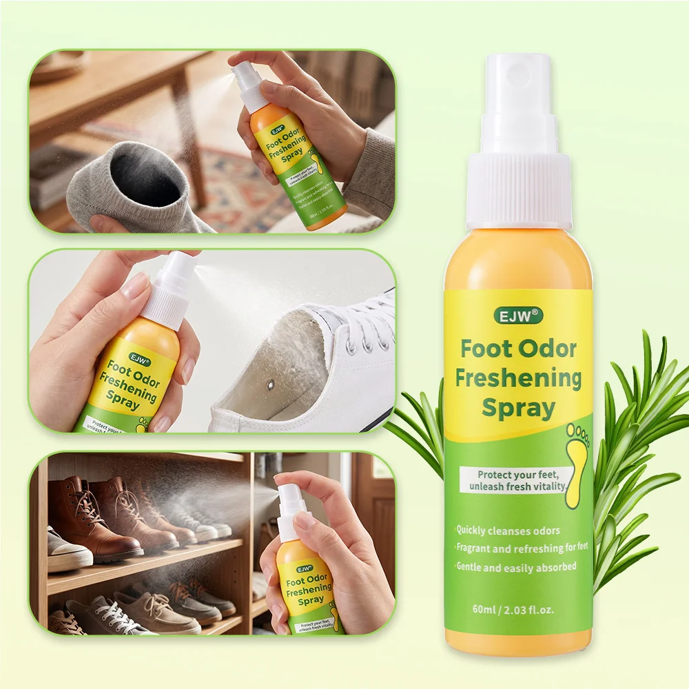 Foot Odor Freshening Spray Instantly Eliminates Odor, Long-Lasting Freshness for Feet, Gentle Fast-Absorbing Formula,60ml