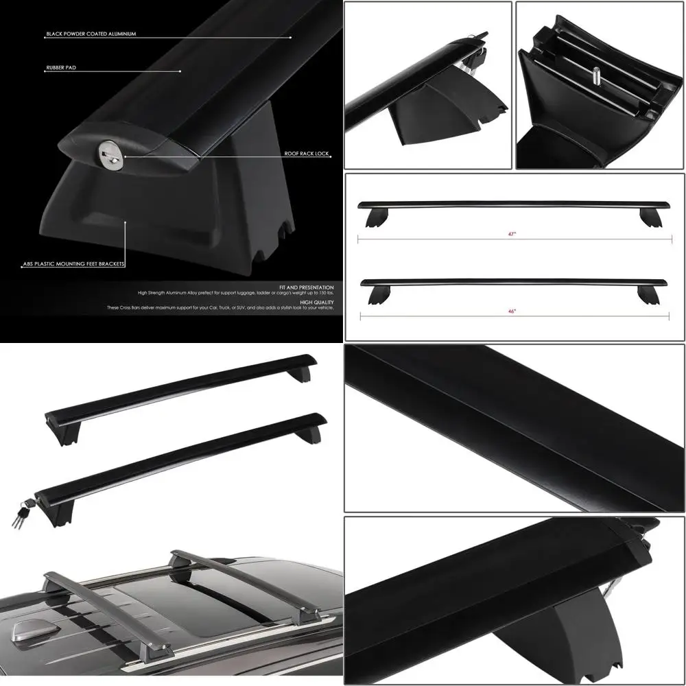 

Aluminum Roof Rack Cross Bars for 2011-2018 Jeep Grand Cherokee, Black Pair